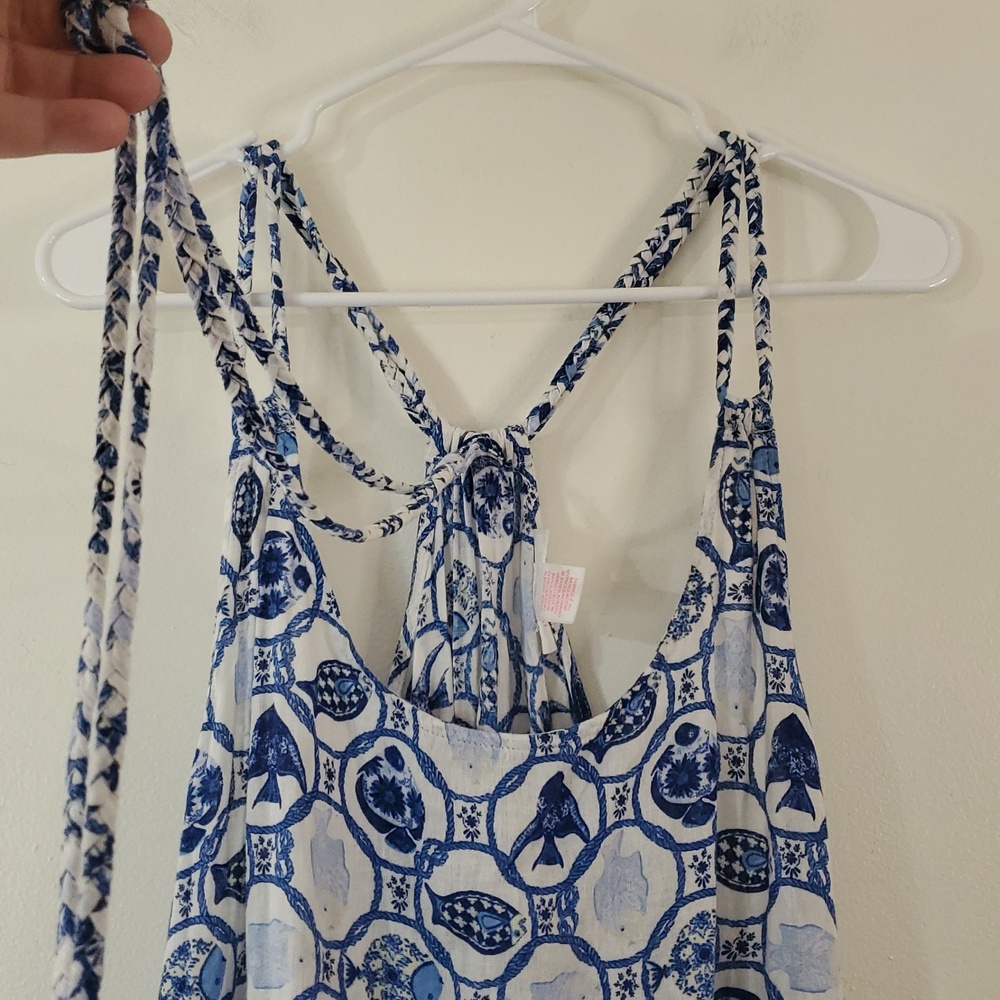 Isaac Mizrahi Womens Fish-Themed Linen Blend Midi Dress Beach Cover-Up Size Lg - Picture 5 of 13